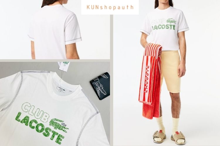 Áo Thun Lacoste In Chữ Và Phối Chỉ 