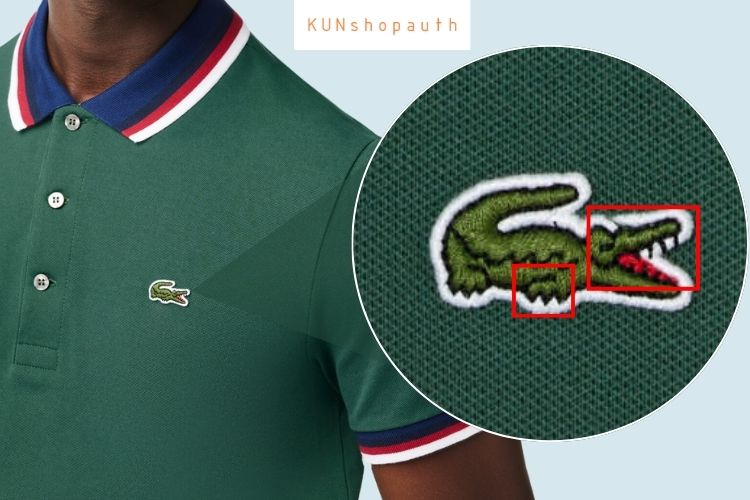 phân biệt áo lacoste thật và giả qua Logo Cá Sấu