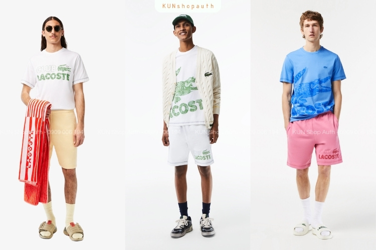 áo thun Lacoste nam cổ tròn phối cùng quần short