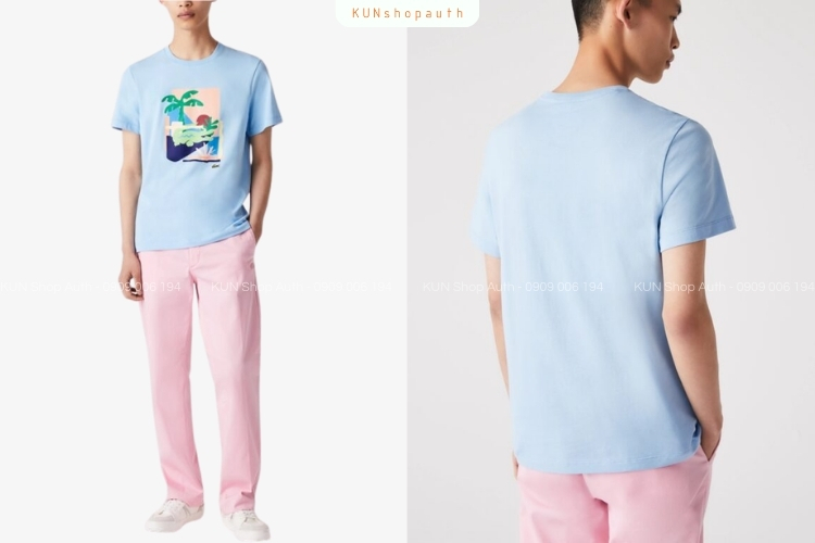 Áo thun Lacoste quần denim sáng màu