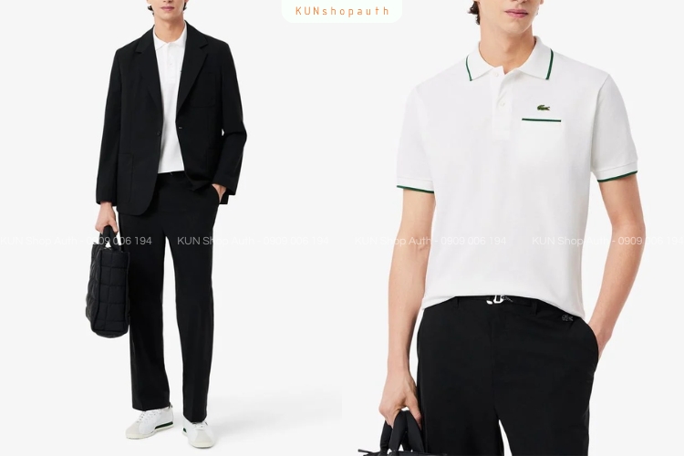 Sự kết hợp giữa áo polo cổ điển và blazer tạo nên vẻ ngoài lịch lãm