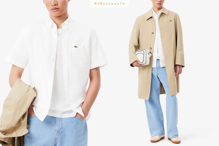 Áo Lacoste trắng phối cùng quần Jeans: Năng động và trẻ trung