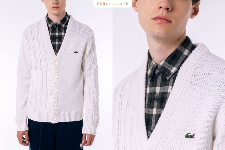 Sơ mi trắng tay ngắn mix cardigan bên ngoài